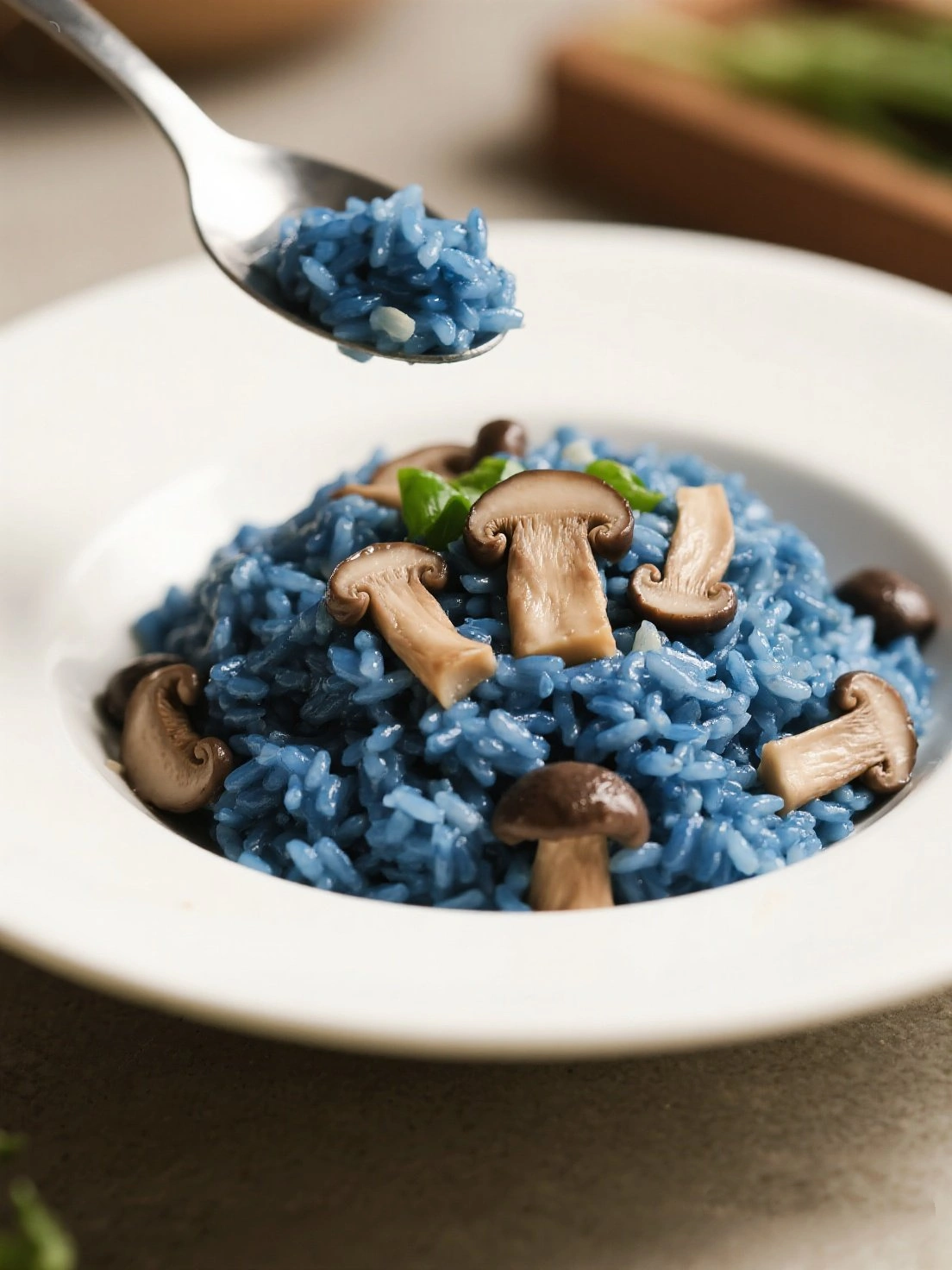 Blue Mushroom Risotto