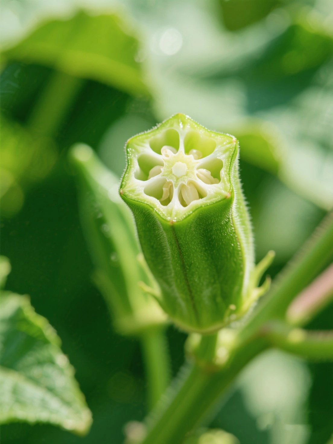 Sliced Okra Showing Seeds